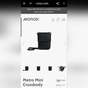 Monos Black Metro Mini Crossbody